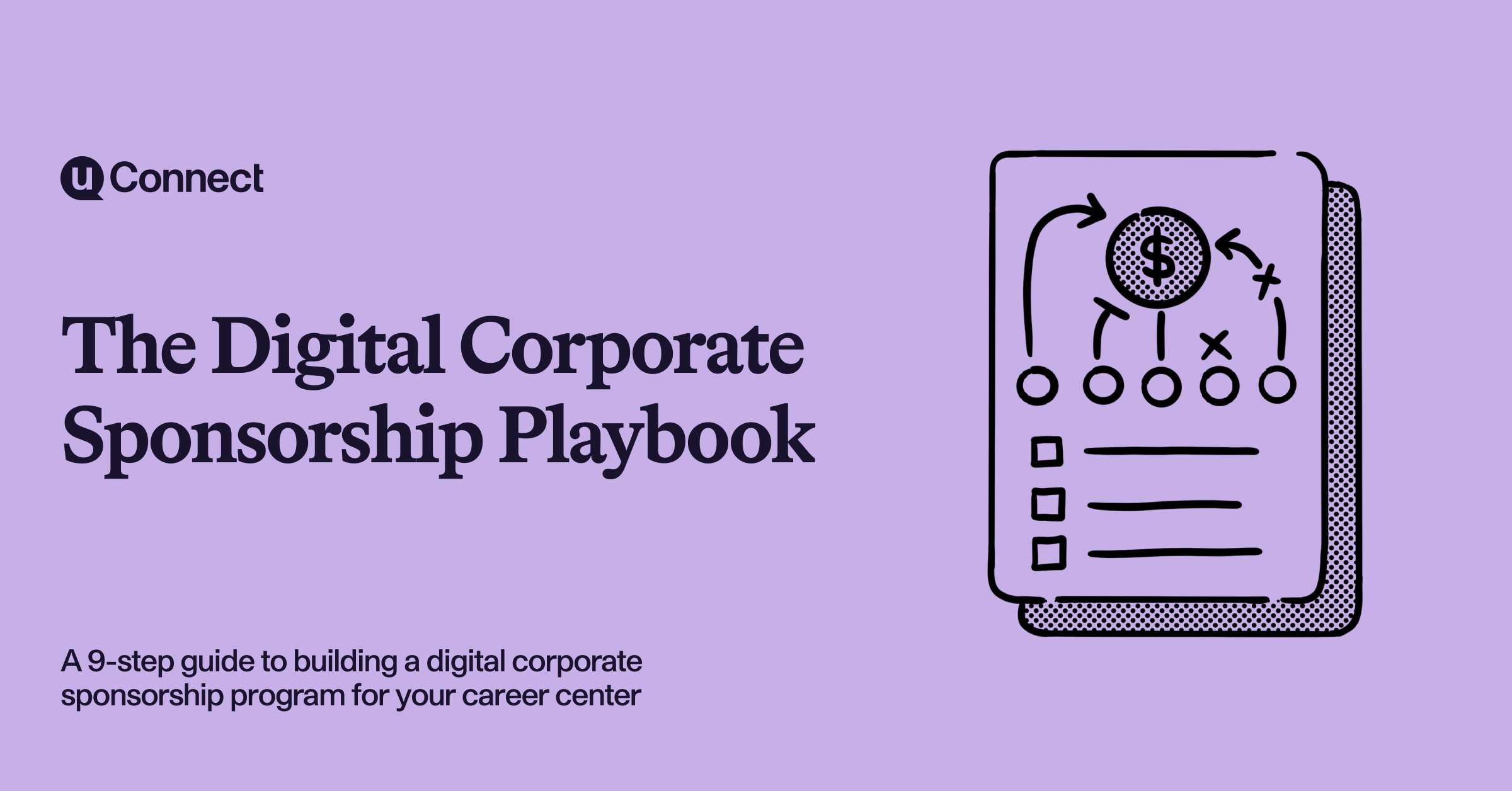 Navy text on light purple background with an illustration on the right